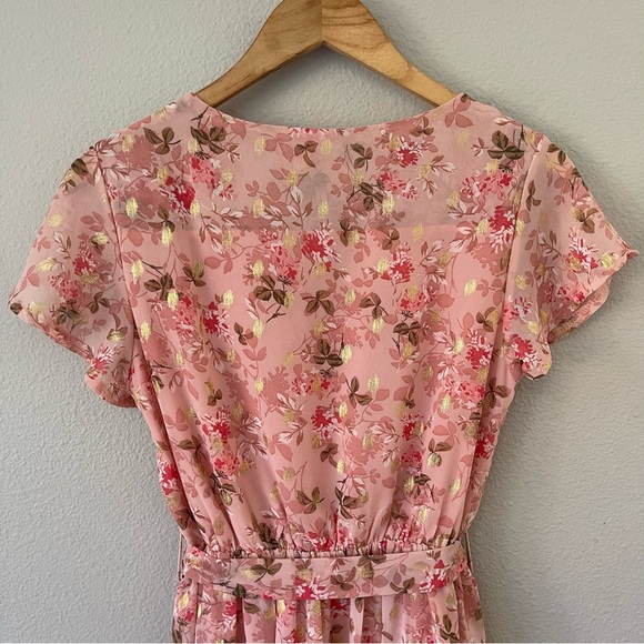 Sublime Collection Powder Pink Floral Fairy Surplice Chiffon Dress Size S/M - Picture 4 of 10